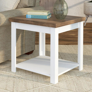 Legends Furniture Bridgevine Home Hampton 24 Inch Side Table, No Assembly Required, Jasmine Whitewash And Barnwood Finish Barnwood And White Wash, White Poplar Solids And Okoume Veneers With Knotty Alder Top Ht4110.Bjw
