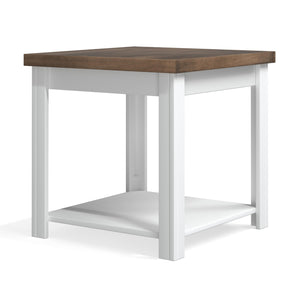 Legends Furniture Bridgevine Home Hampton 24 Inch Side Table, No Assembly Required, Jasmine Whitewash And Barnwood Finish Barnwood And White Wash, White Poplar Solids And Okoume Veneers With Knotty Alder Top Ht4110.Bjw