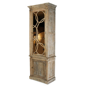 Zentique Corinne Oak Display Cabinet with Tempered Glass Panels — Slim Vertical Storage for Hallway & Living Room HT446 E272