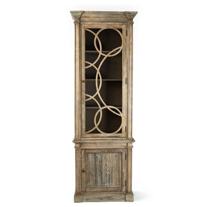 Zentique Corinne Tall Oak Display Cabinet w/ Clear Glass Doors, Slim Vertical Showcase for Collectibles (92") HT446 E272 C