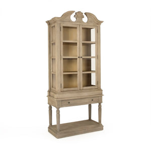 Zentique Jacques Tall Oak Cabinet with Slim Vertical Profile, Classic French Design, Shelving for Hallway Use HT477 E272-10