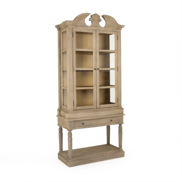 Zentique Jacques Tall Oak Cabinet with Slim Vertical Profile, Classic French Design, Shelving for Hallway Use HT477 E272-10
