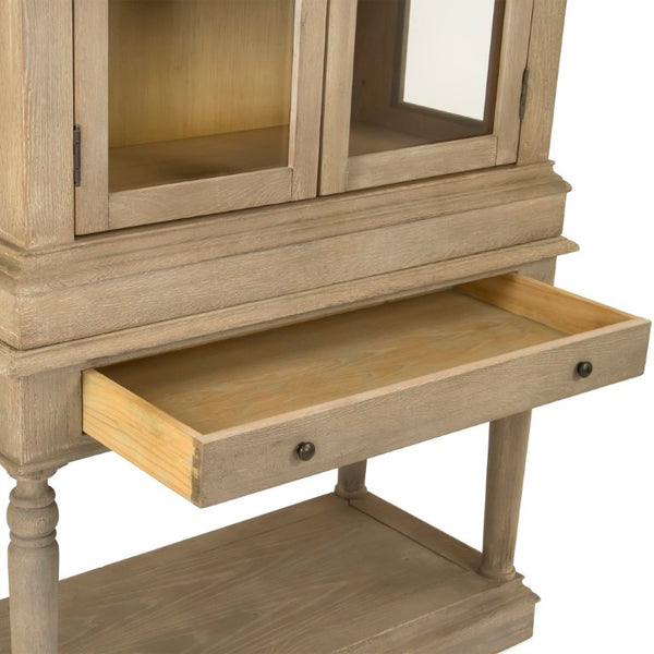 Zentique Jacques Tall Oak Cabinet with Slim Vertical Profile, Classic French Design, Shelving for Hallway Use HT477 E272-10