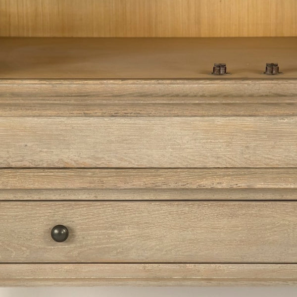 Zentique Jacques Tall Oak Cabinet with Slim Vertical Profile, Classic French Design, Shelving for Hallway Use HT477 E272-10