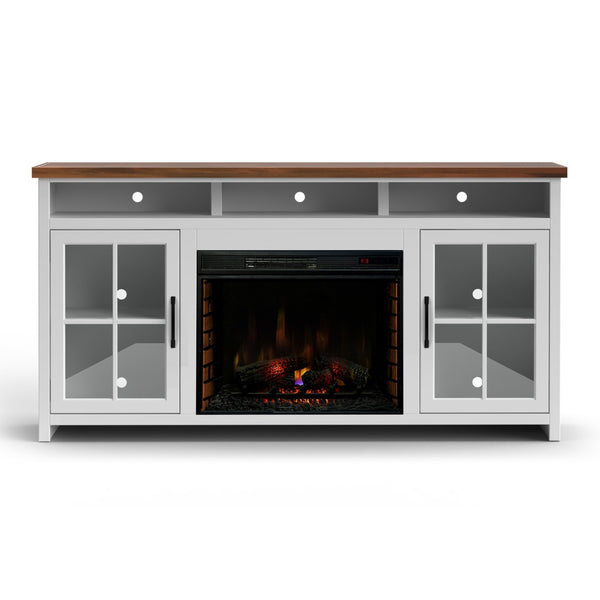 Legends Furniture Bridgevine Home Hampton 74 Inch Fireplace Tv Stand Console For Tvs Up To 85 Inches, Jasmine Whitewash And Barnwood Finish Barnwood And White Wash, White Poplar Solids And Okoume Veneers With Knotty Alder Top Ht5110.Bjw