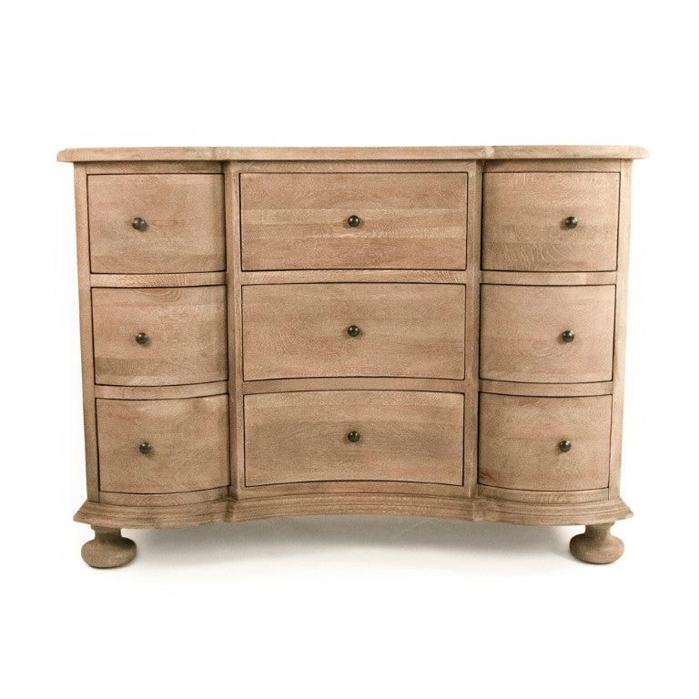 Zentique Frances Solid Oak Dresser with Ample Drawers, Timeless Silhouette, Durable Finish — W47 H35 D22 inches HT538 E272-10