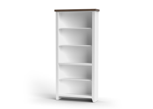 Legends Furniture Bridgevine Home Hampton 72 Inch High 5-shelf Bookcase, No Assembly Required, Jasmine Whitewash And Barnwood Finish Barnwood And White Wash, White Poplar Solids And Okoume Veneers With Knotty Alder Top Ht6672.Bjw