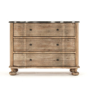 Zentique Marbre Oak Dresser with Smooth-Glide Drawers, Solid Oak Finish, Spacious Top for Modern Bedrooms HT726 E272