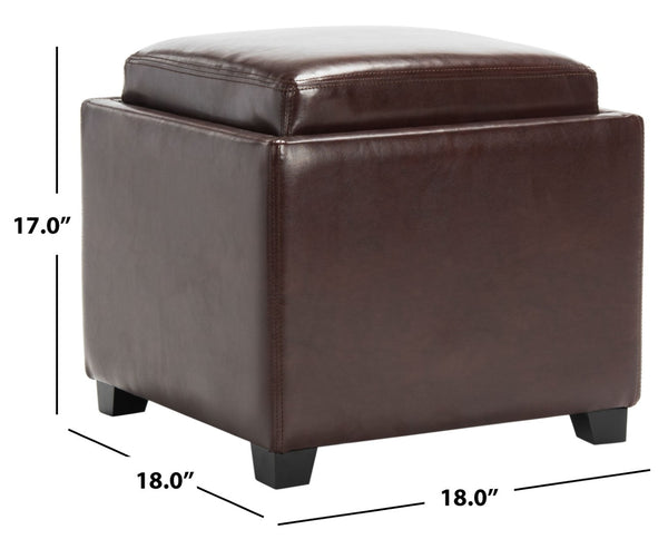 Safavieh Bobbi Multifunctional Storage Ottoman With Flip-Top Tray, Cozy Seat & Stylish Design For Any Space Cordavan HUD4006A