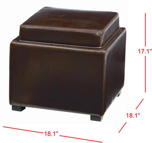Safavieh Bobbi Multifunctional Storage Ottoman With Flip-Top Tray, Cozy Seat & Stylish Design For Any Space Cordavan HUD4006A
