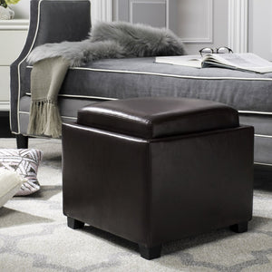 Safavieh Bobbi Multifunctional Storage Ottoman With Flip-Top Tray, Cozy Seat & Stylish Design For Any Space Cordavan HUD4006A