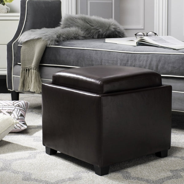 Safavieh Bobbi Multifunctional Storage Ottoman With Flip-Top Tray, Cozy Seat & Stylish Design For Any Space Cordavan HUD4006A