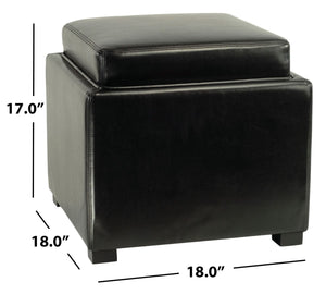 Safavieh Bobbi Multifunctional Storage Ottoman With Flip-Top Tray, Cozy Seat & Stylish Design For Any Space Black HUD4006B