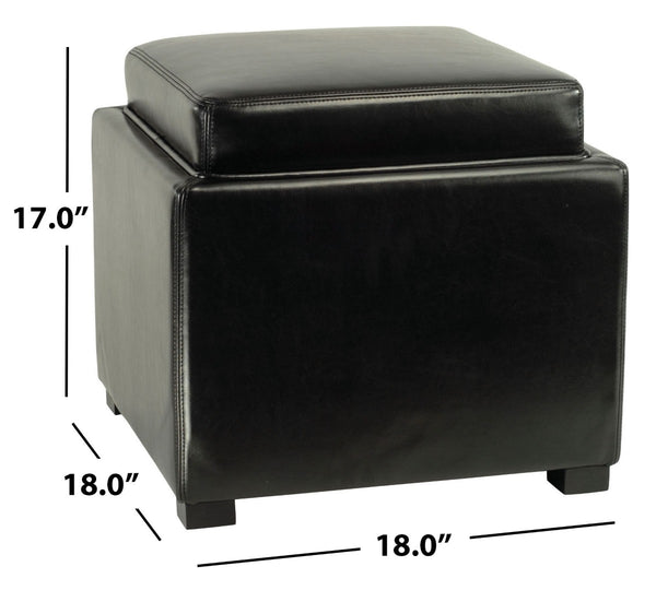 Safavieh Bobbi Multifunctional Storage Ottoman With Flip-Top Tray, Cozy Seat & Stylish Design For Any Space Black HUD4006B