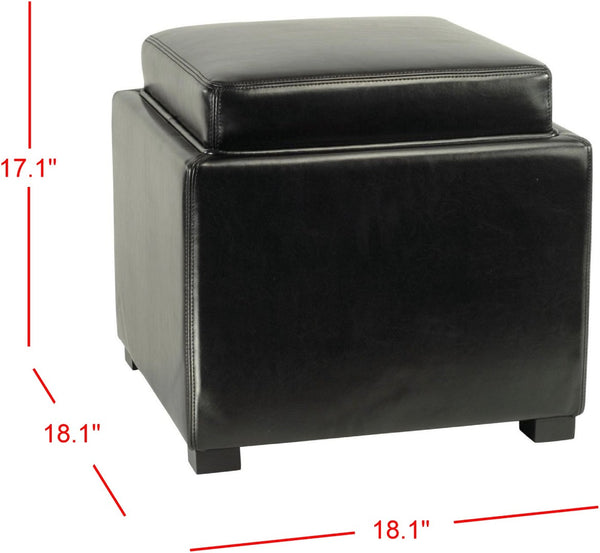 Safavieh Bobbi Multifunctional Storage Ottoman With Flip-Top Tray, Cozy Seat & Stylish Design For Any Space Black HUD4006B