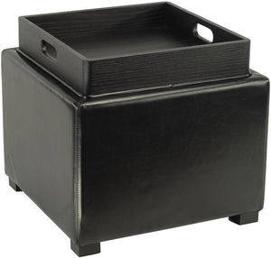 Safavieh Bobbi Multifunctional Storage Ottoman With Flip-Top Tray, Cozy Seat & Stylish Design For Any Space Black HUD4006B