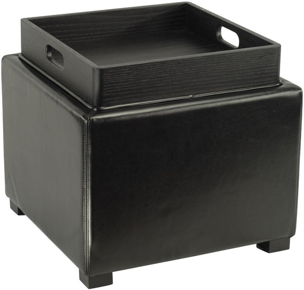 Safavieh Bobbi Multifunctional Storage Ottoman With Flip-Top Tray, Cozy Seat & Stylish Design For Any Space Black HUD4006B