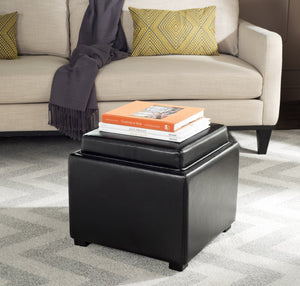 Safavieh Bobbi Multifunctional Storage Ottoman With Flip-Top Tray, Cozy Seat & Stylish Design For Any Space Black HUD4006B