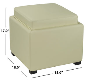 Safavieh Bobbi Multifunctional Storage Ottoman With Flip-Top Tray, Cozy Seat & Stylish Design For Any Space Flat Cream HUD4006D