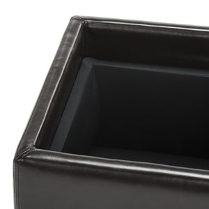 Safavieh Bobbi Stylish Storage Ottoman With Dual-Function Tray Lid, Plush Leather & Java Beechwood Legs HUD4006E
