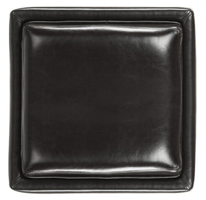 Safavieh Bobbi Stylish Storage Ottoman With Dual-Function Tray Lid, Plush Leather & Java Beechwood Legs HUD4006E
