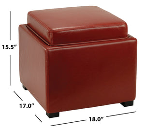 Safavieh Bobbi Multifunctional Storage Ottoman With Flip-Top Tray, Cozy Seat & Stylish Design For Any Space Red HUD4006R
