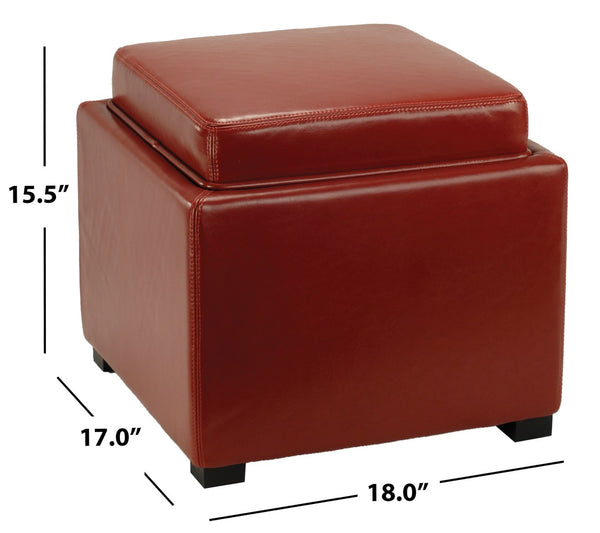 Safavieh Bobbi Multifunctional Storage Ottoman With Flip-Top Tray, Cozy Seat & Stylish Design For Any Space Red HUD4006R