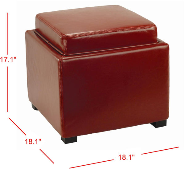 Safavieh Bobbi Multifunctional Storage Ottoman With Flip-Top Tray, Cozy Seat & Stylish Design For Any Space Red HUD4006R
