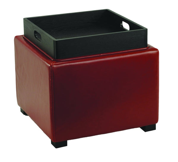 Safavieh Bobbi Multifunctional Storage Ottoman With Flip-Top Tray, Cozy Seat & Stylish Design For Any Space Red HUD4006R