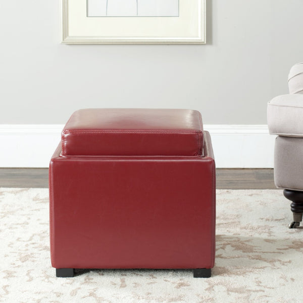 Safavieh Bobbi Multifunctional Storage Ottoman With Flip-Top Tray, Cozy Seat & Stylish Design For Any Space Red HUD4006R