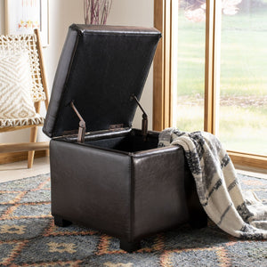 Safavieh Jonathan Contemporary Flip-Top Ottoman With Hidden Storage For Modern Living Spaces And Style Brown HUD4007A