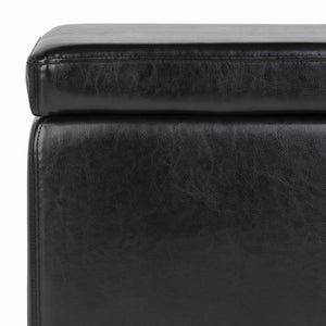 Safavieh Jonathan Contemporary Flip-Top Ottoman With Hidden Storage For Modern Living Spaces And Style Black HUD4007B