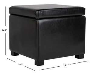 Safavieh Jonathan Contemporary Flip-Top Ottoman With Hidden Storage For Modern Living Spaces And Style Black HUD4007B