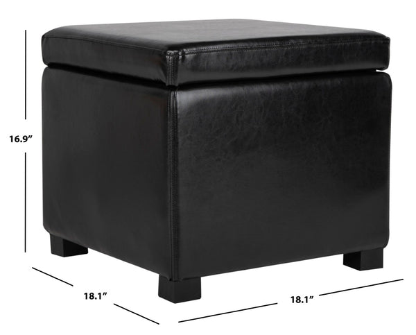Safavieh Jonathan Contemporary Flip-Top Ottoman With Hidden Storage For Modern Living Spaces And Style Black HUD4007B