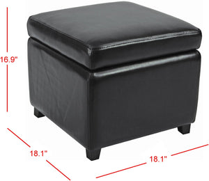 Safavieh Jonathan Contemporary Flip-Top Ottoman With Hidden Storage For Modern Living Spaces And Style Black HUD4007B