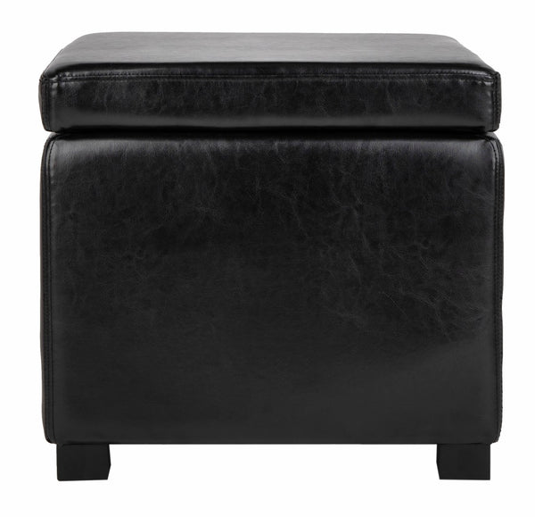 Safavieh Jonathan Contemporary Flip-Top Ottoman With Hidden Storage For Modern Living Spaces And Style Black HUD4007B