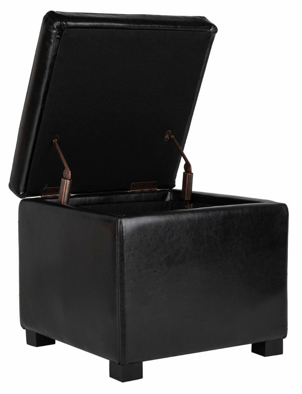 Safavieh Jonathan Contemporary Flip-Top Ottoman With Hidden Storage For Modern Living Spaces And Style Black HUD4007B