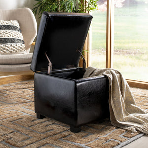 Safavieh Jonathan Contemporary Flip-Top Ottoman With Hidden Storage For Modern Living Spaces And Style Black HUD4007B