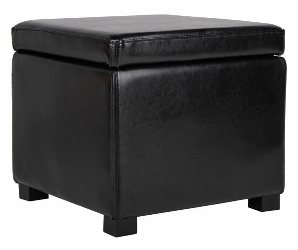 Safavieh Jonathan Contemporary Flip-Top Ottoman With Hidden Storage For Modern Living Spaces And Style Black HUD4007B