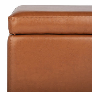 Safavieh Jonathan Contemporary Flip-Top Ottoman With Hidden Storage For Modern Living Spaces And Style Saddle HUD4007C