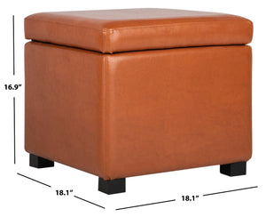 Safavieh Jonathan Contemporary Flip-Top Ottoman With Hidden Storage For Modern Living Spaces And Style Saddle HUD4007C