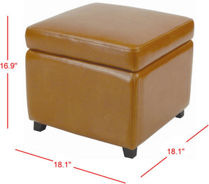 Safavieh Jonathan Contemporary Flip-Top Ottoman With Hidden Storage For Modern Living Spaces And Style Saddle HUD4007C