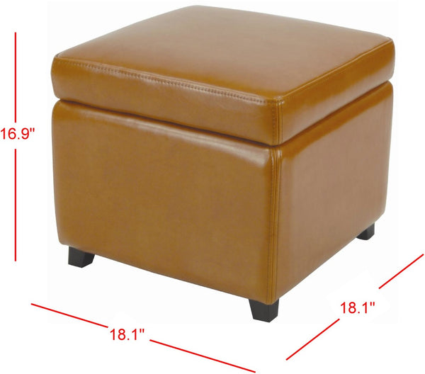 Safavieh Jonathan Contemporary Flip-Top Ottoman With Hidden Storage For Modern Living Spaces And Style Saddle HUD4007C