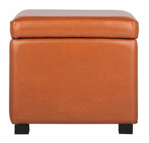 Safavieh Jonathan Contemporary Flip-Top Ottoman With Hidden Storage For Modern Living Spaces And Style Saddle HUD4007C