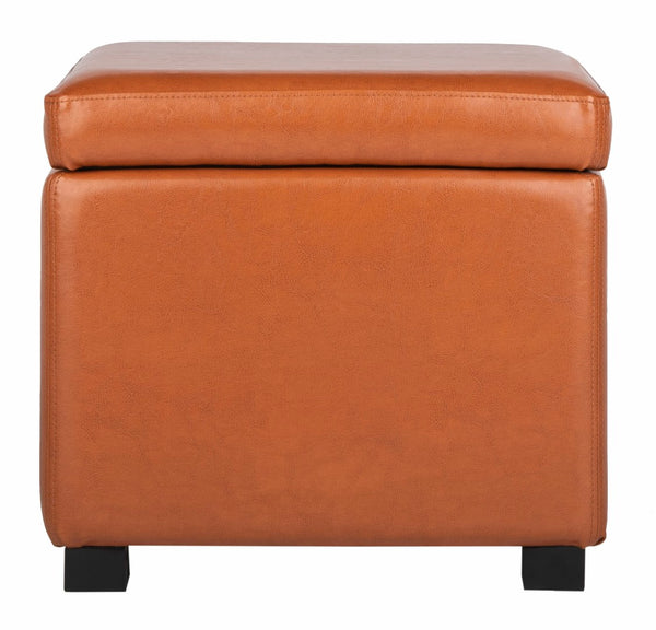 Safavieh Jonathan Contemporary Flip-Top Ottoman With Hidden Storage For Modern Living Spaces And Style Saddle HUD4007C