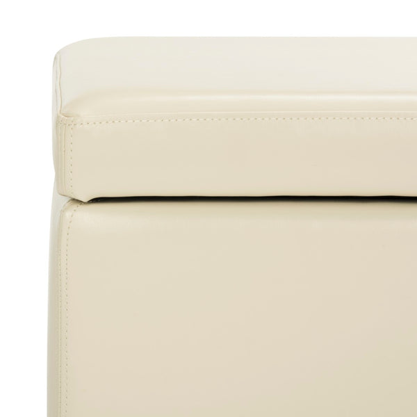 Safavieh Jonathan Contemporary Flip-Top Ottoman With Hidden Storage For Modern Living Spaces And Style Flat Cream HUD4007D