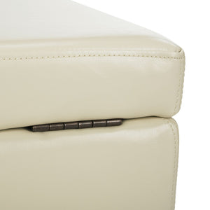 Safavieh Jonathan Contemporary Flip-Top Ottoman With Hidden Storage For Modern Living Spaces And Style Flat Cream HUD4007D