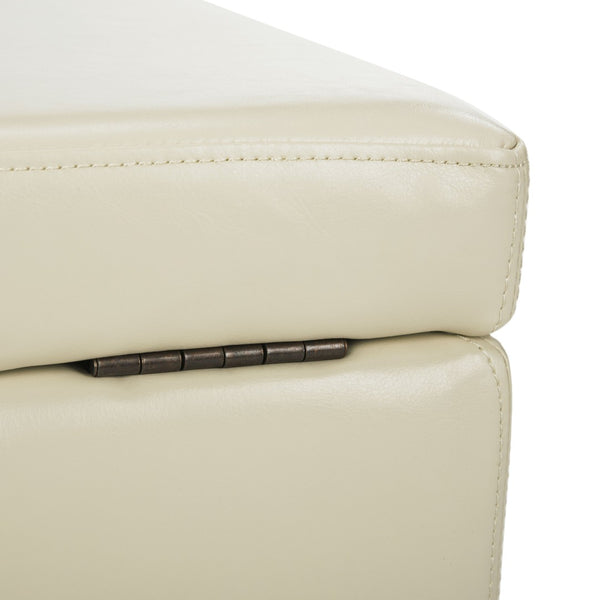 Safavieh Jonathan Contemporary Flip-Top Ottoman With Hidden Storage For Modern Living Spaces And Style Flat Cream HUD4007D