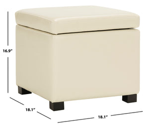Safavieh Jonathan Contemporary Flip-Top Ottoman With Hidden Storage For Modern Living Spaces And Style Flat Cream HUD4007D
