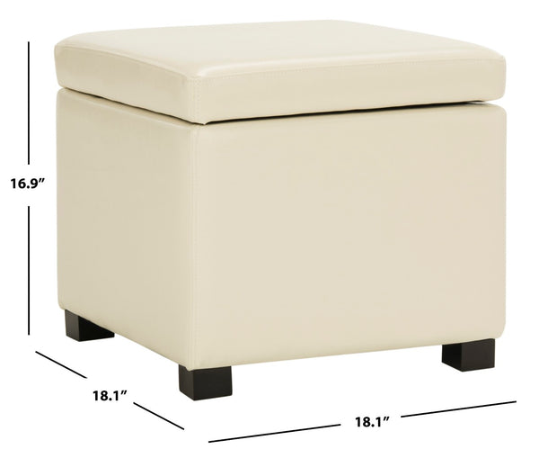Safavieh Jonathan Contemporary Flip-Top Ottoman With Hidden Storage For Modern Living Spaces And Style Flat Cream HUD4007D